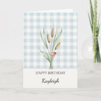 Plaid Stripes Ladybug Cattails Birthday