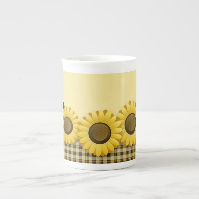 Plaid Sunflower Tea Mug (Front)