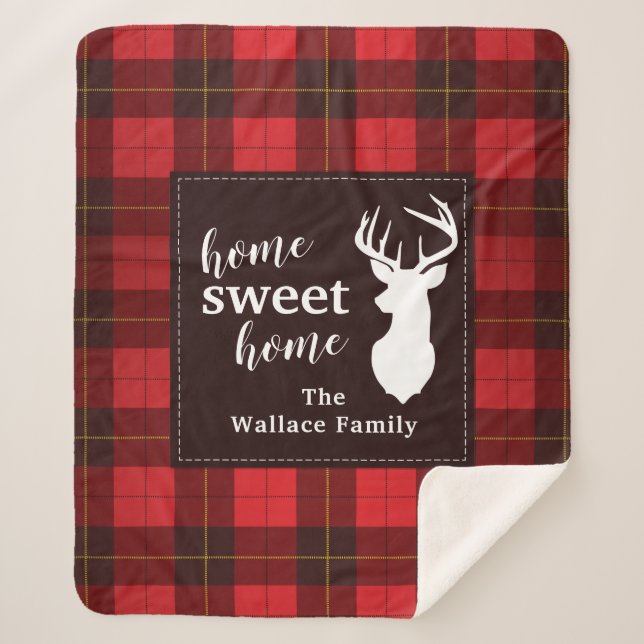 Plaid Sweet Home Wallace Tartan Personalized Sherpa Blanket (Front)