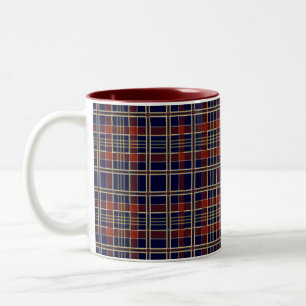Plaid Tartan Blue and Red Two-Tone Coffee Mug