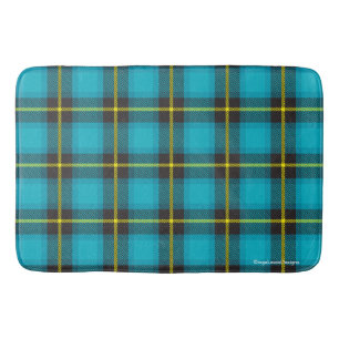 Plaid Tartan Blue, Black Scottish Trendy Bath Mat