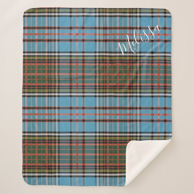 Plaid Tartan Clan Anderson Personalized Sherpa Blanket (Front)