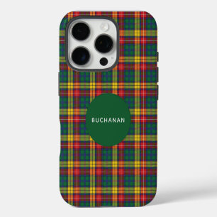 Plaid Tartan Clan Buchanan Red Green Personalized iPhone 16 Pro Case
