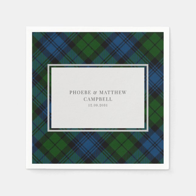 Plaid Tartan Clan Campbell Military Wedding Shower Napkin (Front)