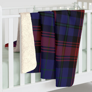 Plaid Tartan Clan MacLachlan Maroon Sherpa Blanket