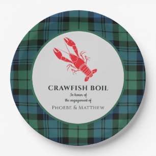 Plaid Tartan Crawfish Boil Engagement Party Paper Plate