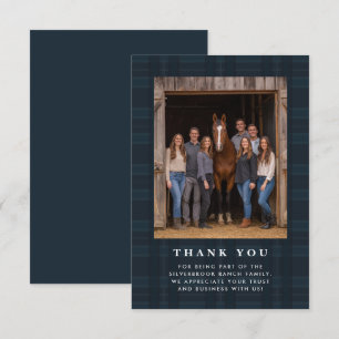 Plaid Tartan Equestrian Barn Ranch Business Thank You Card