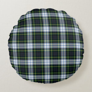 Plaid Tartan Green White Check Housewarming Host Round Pillow