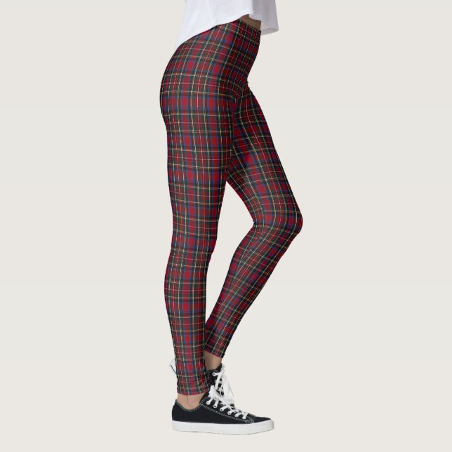 Plaid Tartan look Yoga Christmas Holiday Running Leggings (Right)