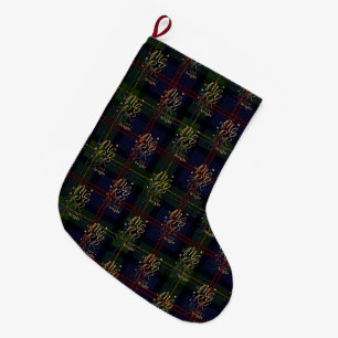 Plaid Tartan Merry and Bright Christmas Holidays Large Christmas Stocking