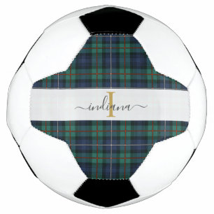 Plaid Tartan Monogram Name Initial Feminine Soccer Ball