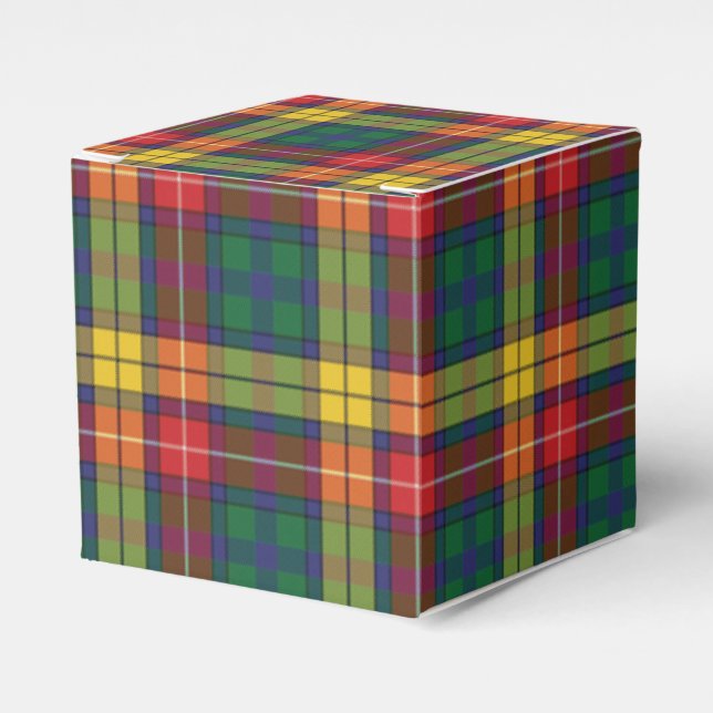 Plaid Tartan Pattern Red Green Modern Party Favor Box (Front Side)