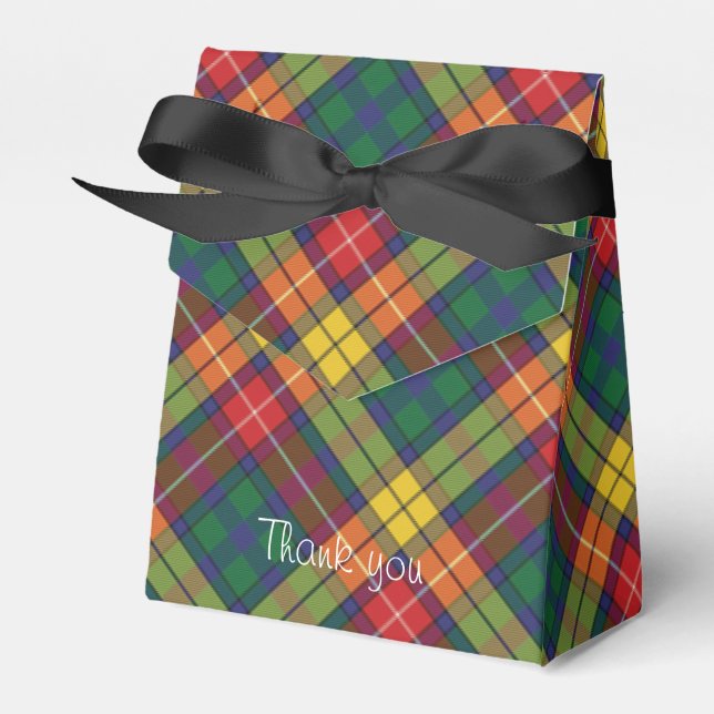 Plaid Tartan Pattern Red Green Modern Party Favor Box (Front Side)
