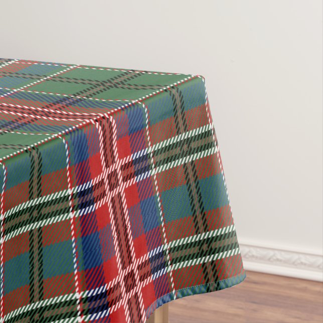 Plaid Tartan Red Green MacCulloch Rustic Tablecloth (In Situ)