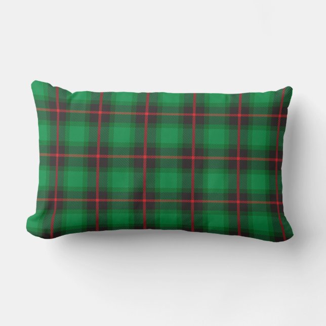 Plaid Tartan Scottish Green Red Traditional Lumbar Pillow (Front)