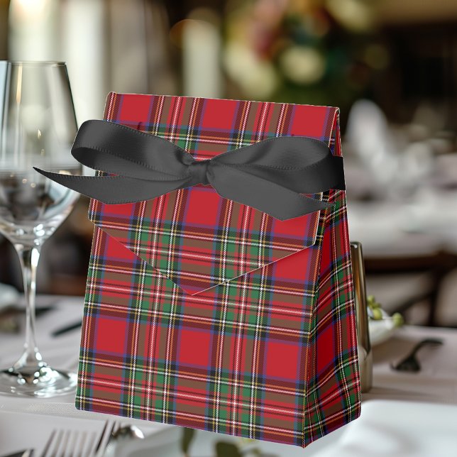 Plaid Tartan Stewart Red Check Party Favor Box (Rustic Plaid Stewart Tartan Favor Box)