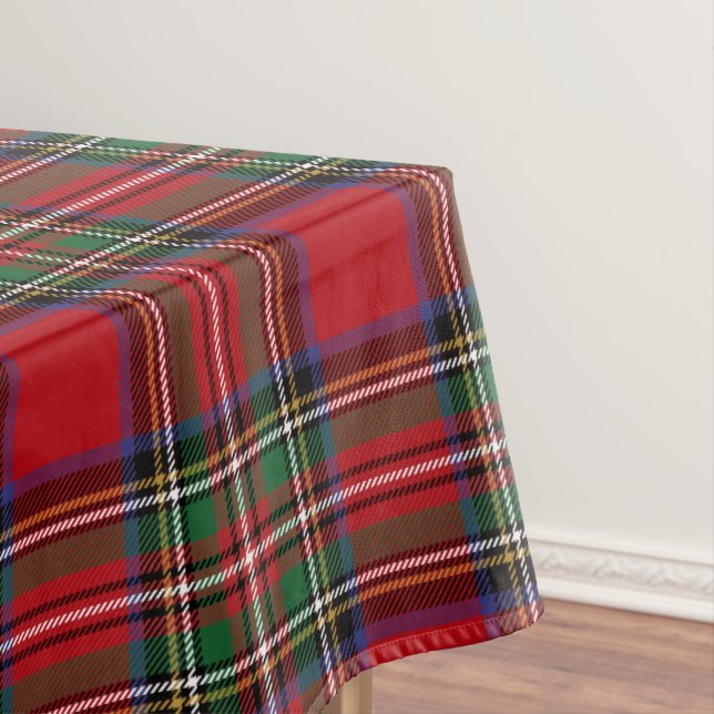 Plaid Tartan Stewart Red Rustic Tablecloth (In Situ)