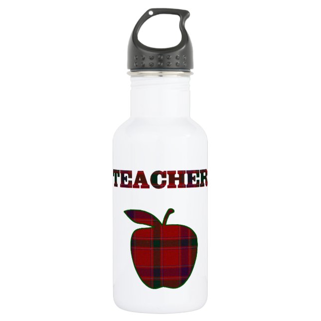 Plaid Teacher's Apple 532 Ml Water Bottle (Front)