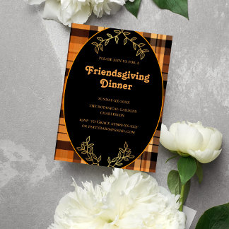 plaid teracotta tones Friendsgiving Invitation
