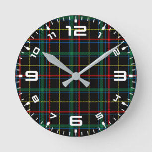 Plaid Texture with Black Background-25774 Round Clock