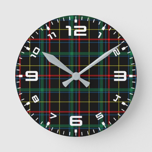 Plaid Texture with Black Background-25774 Round Clock (Front)
