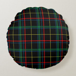 Plaid Texture with Black Background-25774 Round Pillow