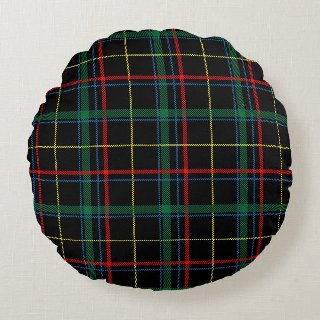 Plaid Texture with Black Background-25774 Round Pillow (Front)