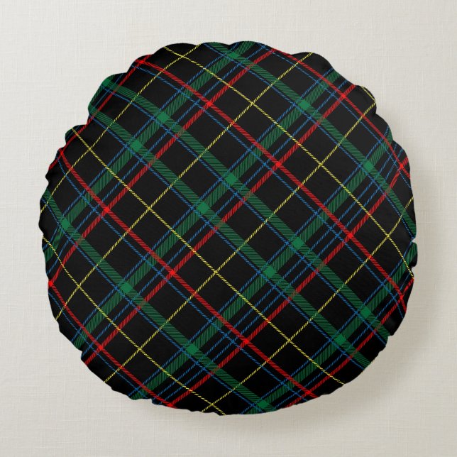 Plaid Texture with Black Background-25774 Round Pillow (Front)