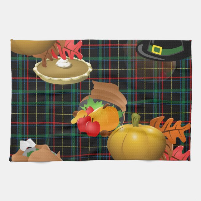 plaid thanksgiving kitchen towel (Horizontal)