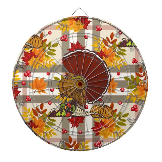 plaid thanksgiving turkey dartboard (Front)