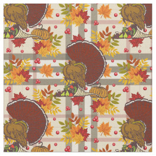 plaid thanksgiving turkey fabric