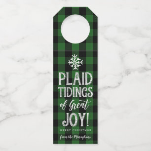 Plaid Tidings   Green    Personalized Holiday Bottle Tag