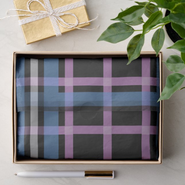 Plaid Tissue Paper – Blue & Lavender Chequered (Gift)