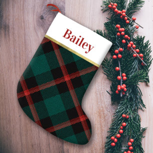 Plaid Tradition Red and Green Personalized Small Christmas Stocking