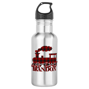 Plaid train personalized 532 ml water bottle