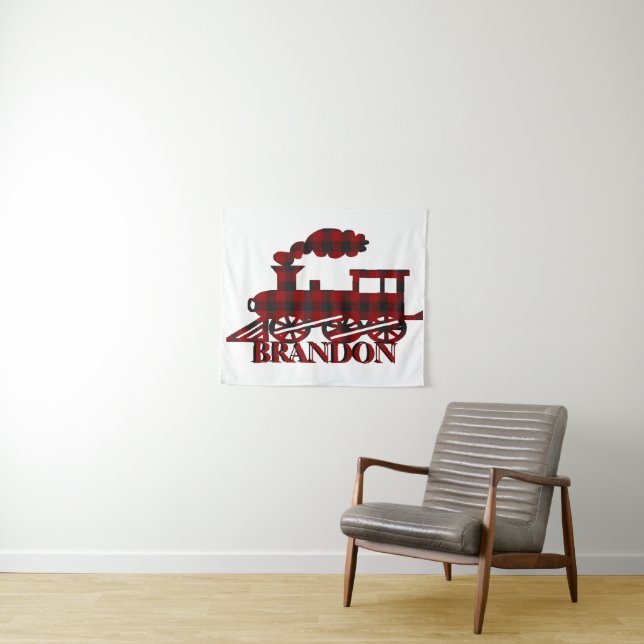 Plaid train personalized  tapestry (In Situ (Horizontal))