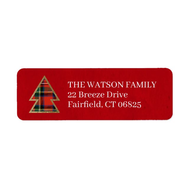 Plaid Tree Return Address Label (Front)