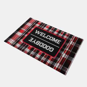 Plaid Trendy Abstract Red Black Collection Doormat