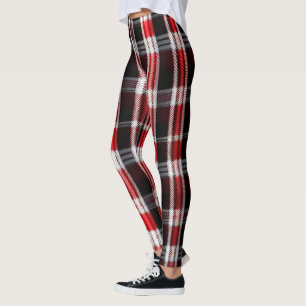 Plaid Trendy Abstract Red Black Collection Leggings
