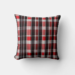 Plaid Trendy Abstract Red Black Collection Throw Pillow