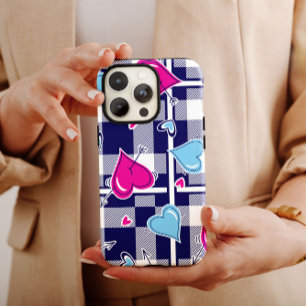Plaid Valentine Pink Hearts   iPhone 14 Case-Mate  Case