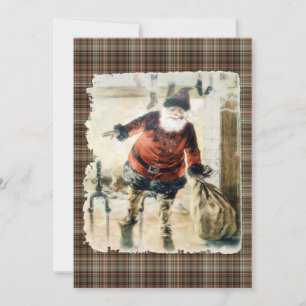 Plaid Vintage Santa Claus Invitation