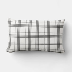 Plaid White and Black Classic Pattern  Lumbar Pillow