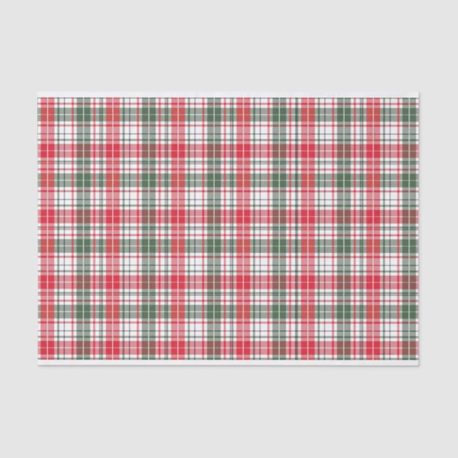Plaid Winter Holiday Christmas Red, White, Green  Tissue Paper (Front)