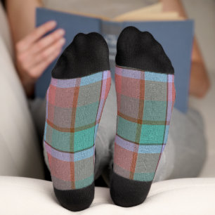  Plaid With Added Design Crew Socks