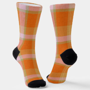  Plaid With Added Design Crew Socks