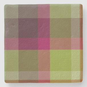 Plaid With Design  Stone Coaster