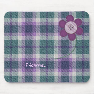 Plaid With Flower Mouse Pad