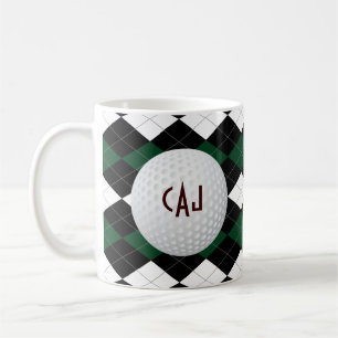 Plaid with Golf Ball, Personalized Coffee Mug