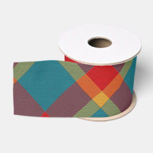Plaid With Pattern Ribbon Grosgrain Ribbon